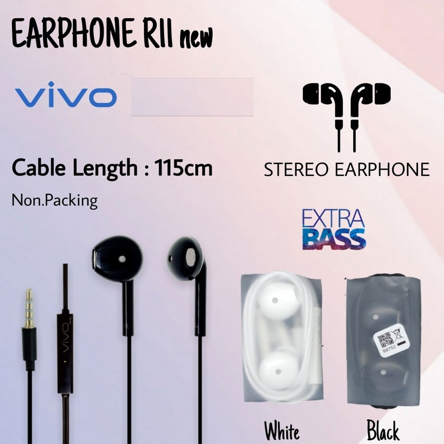 Headset Branded R11 Copotan VIVO Stereo Earphone Bass High Quality