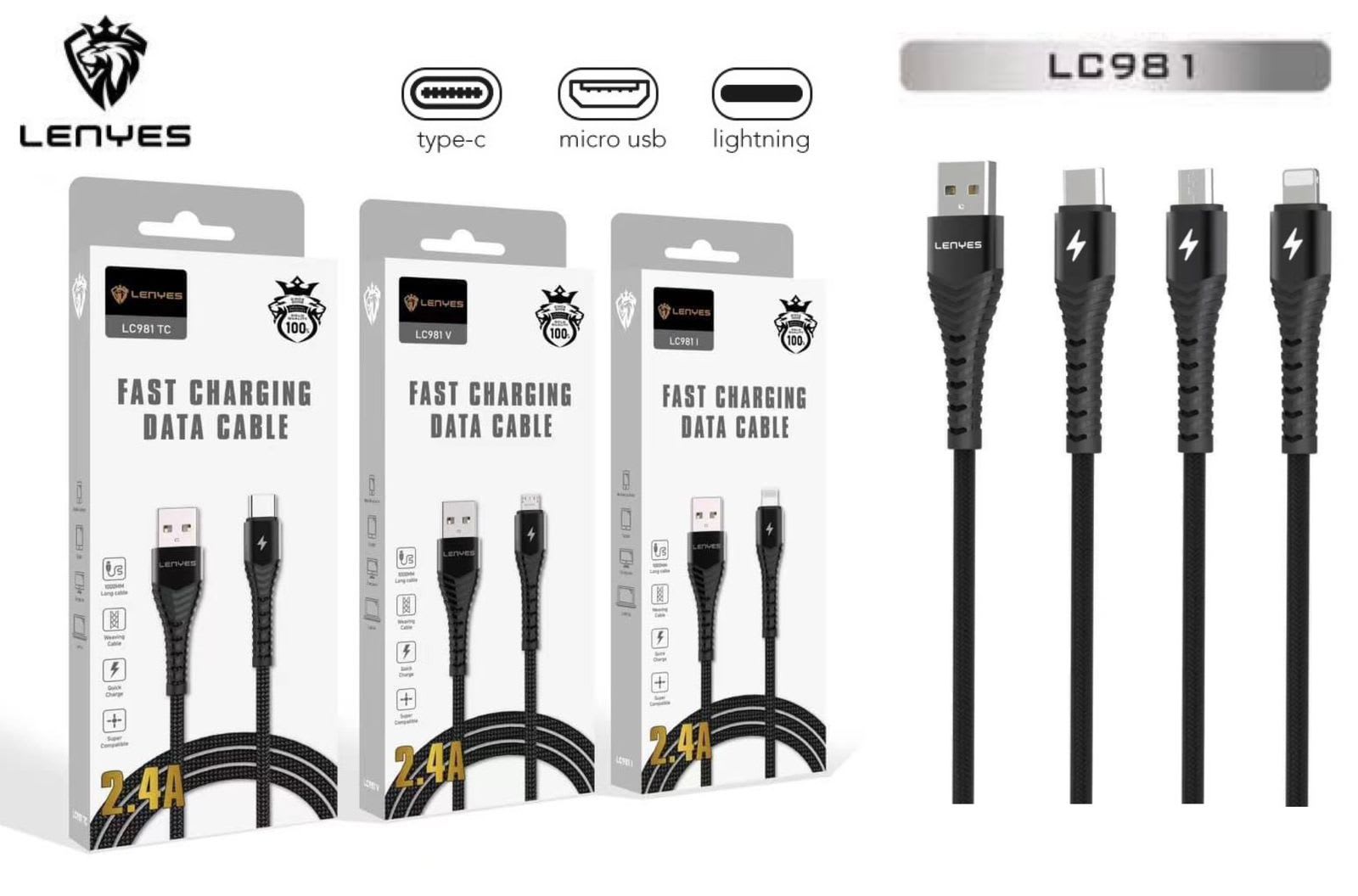 KABEL DATA LENYES LC- 981  2.4A FAST CHARGING