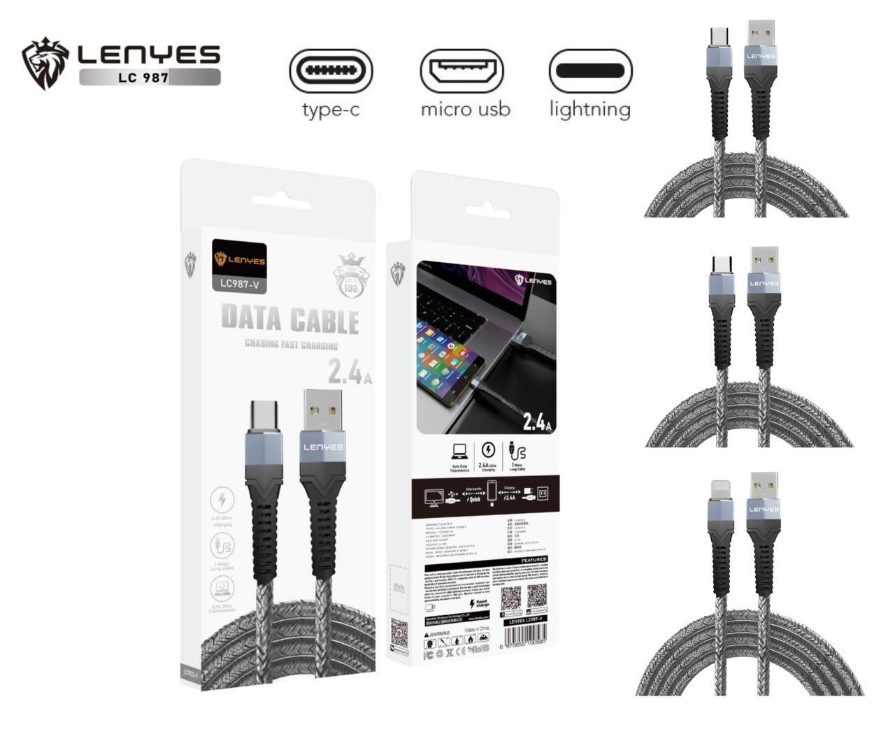 KABEL DATA LENYES LC- 987 2.4A FAST CHARGING