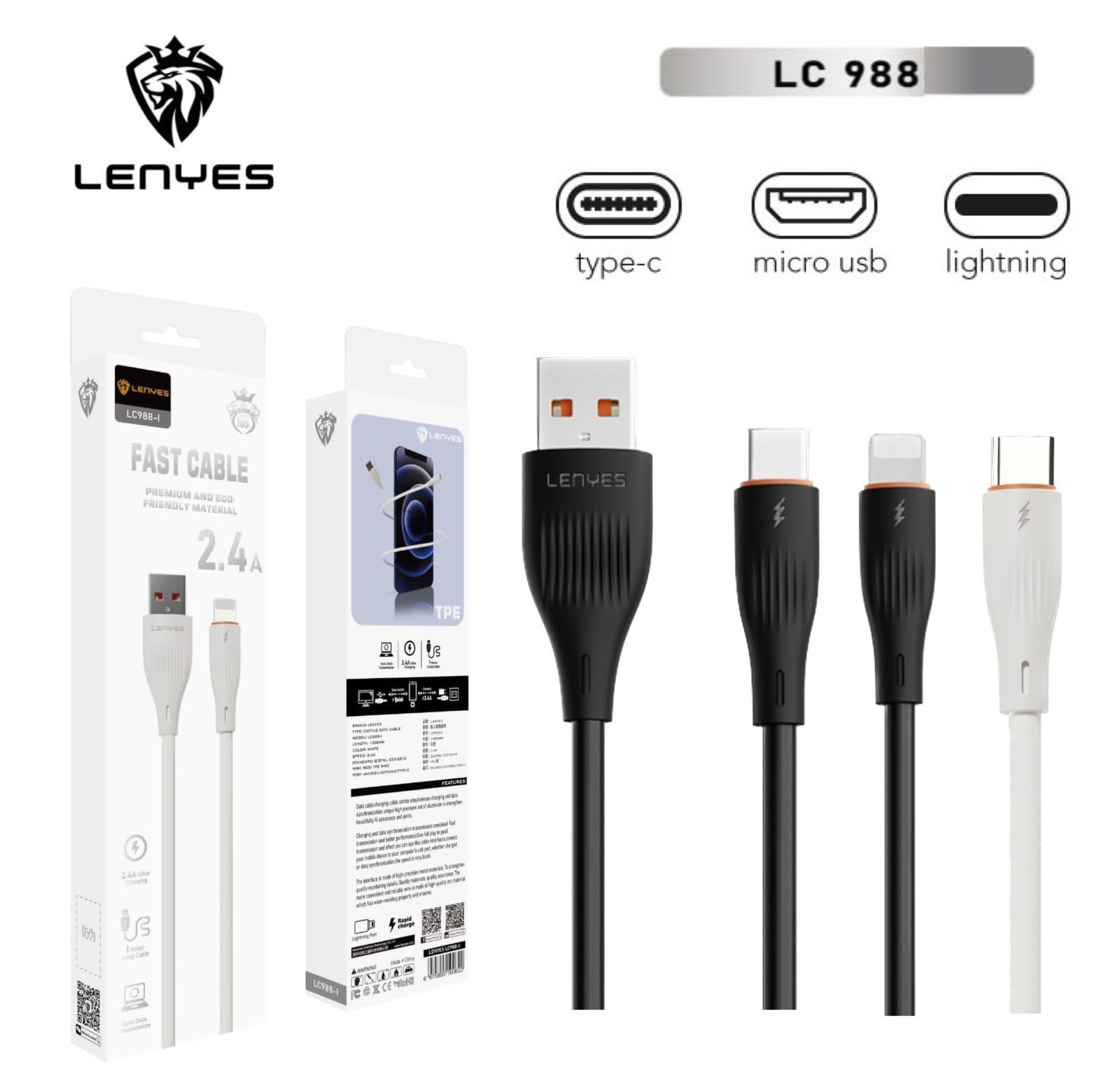 KABEL DATA LENYES LC- 988 2.4A FAST CHARGING