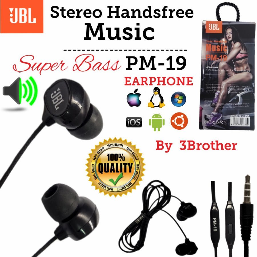 Hf Headset JBL PM-19 in-ear Stereo Earphones Hi-Res Audio Super Bass