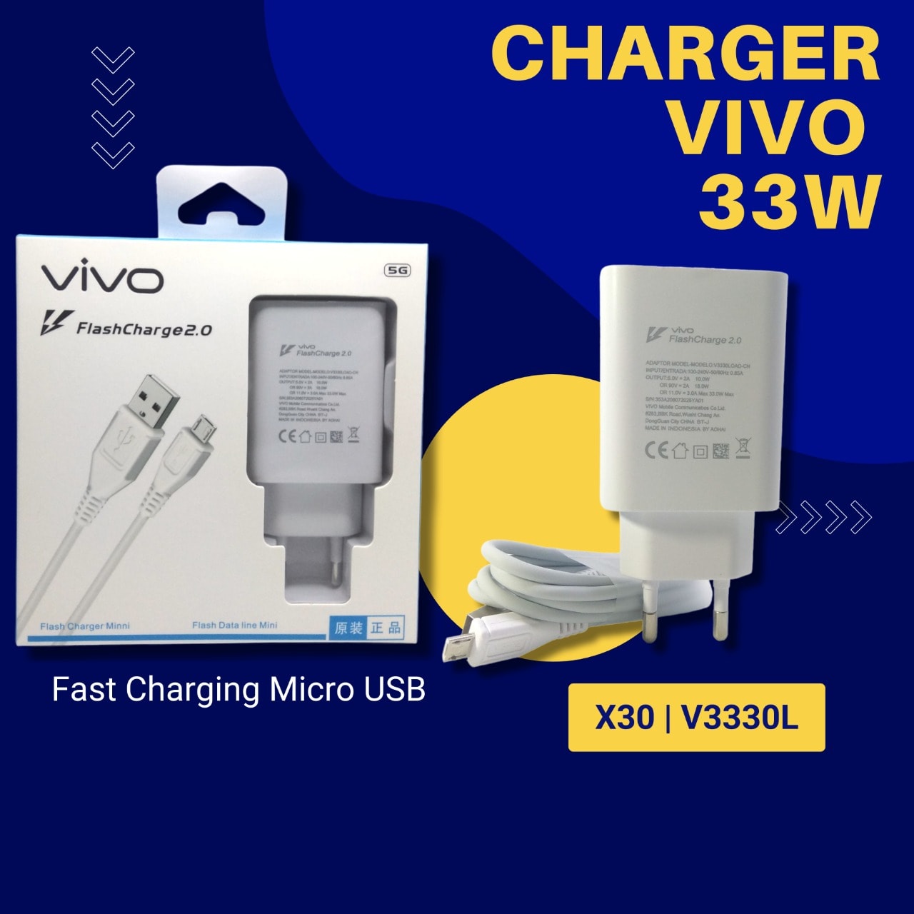 CHARGER VIVO X30 33W FAST CHARGING ORI 99%