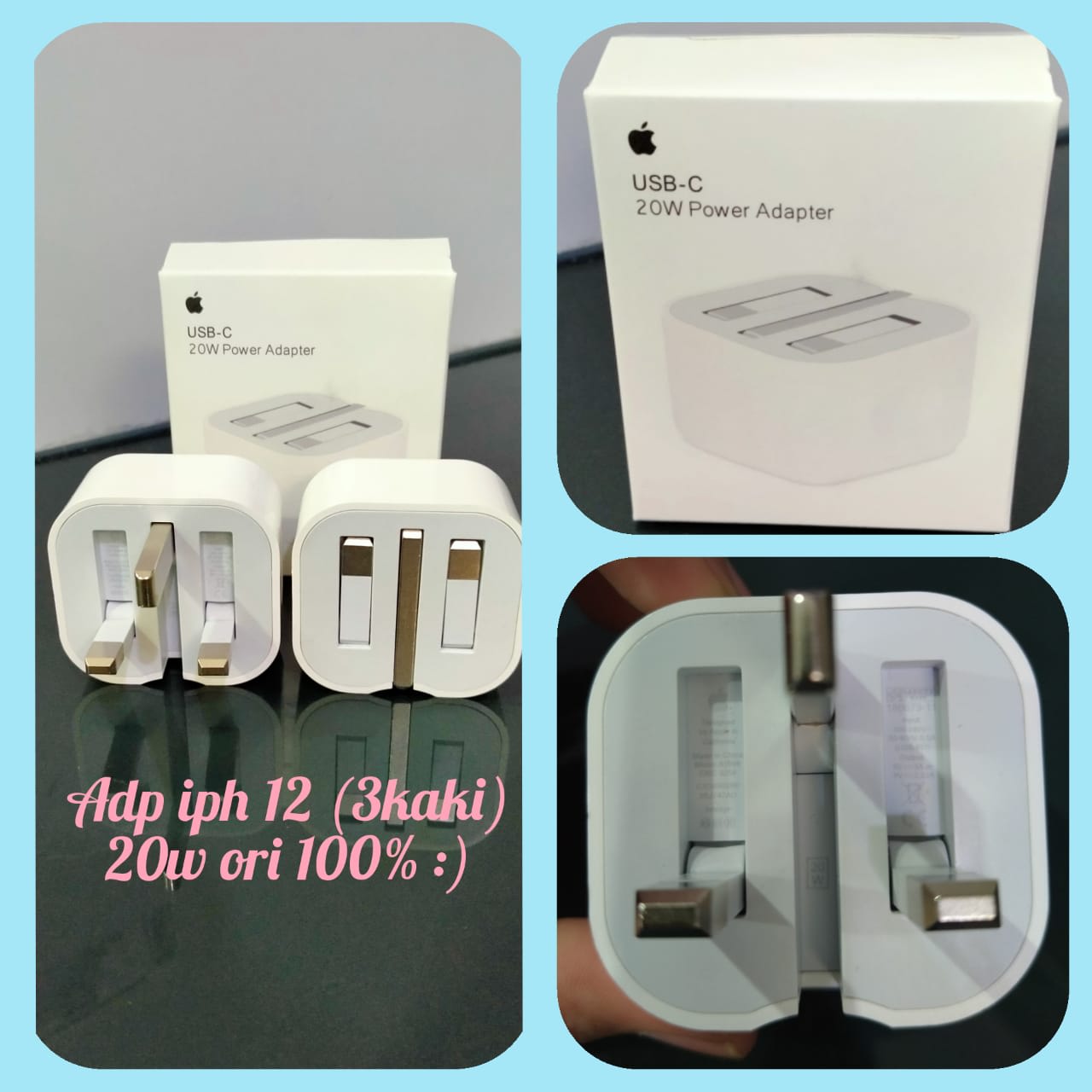 ADAPTOR IPHONE 12 (3 KAKI) 20 W