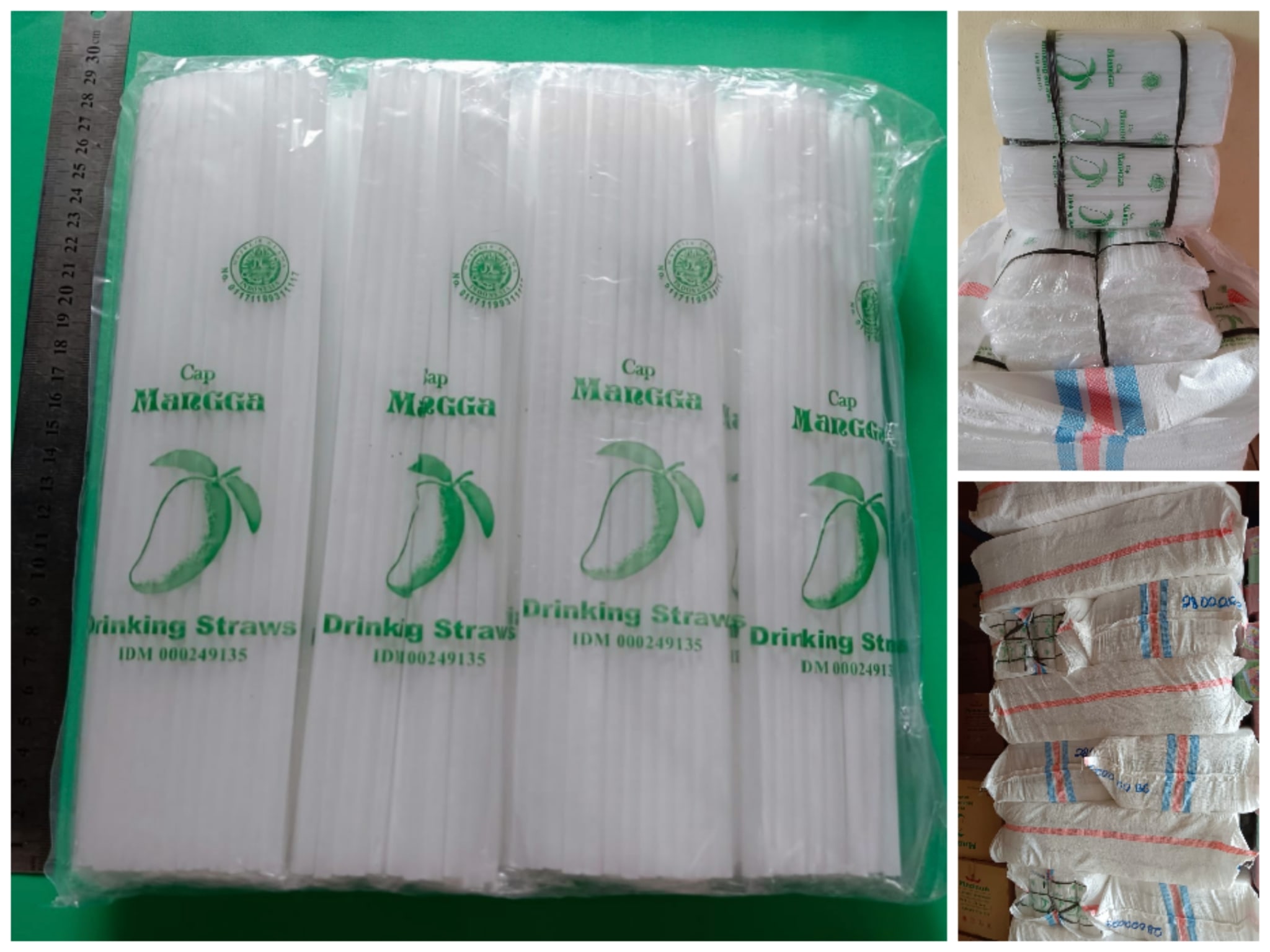 Sedotan lurus putih & warna cap mangga