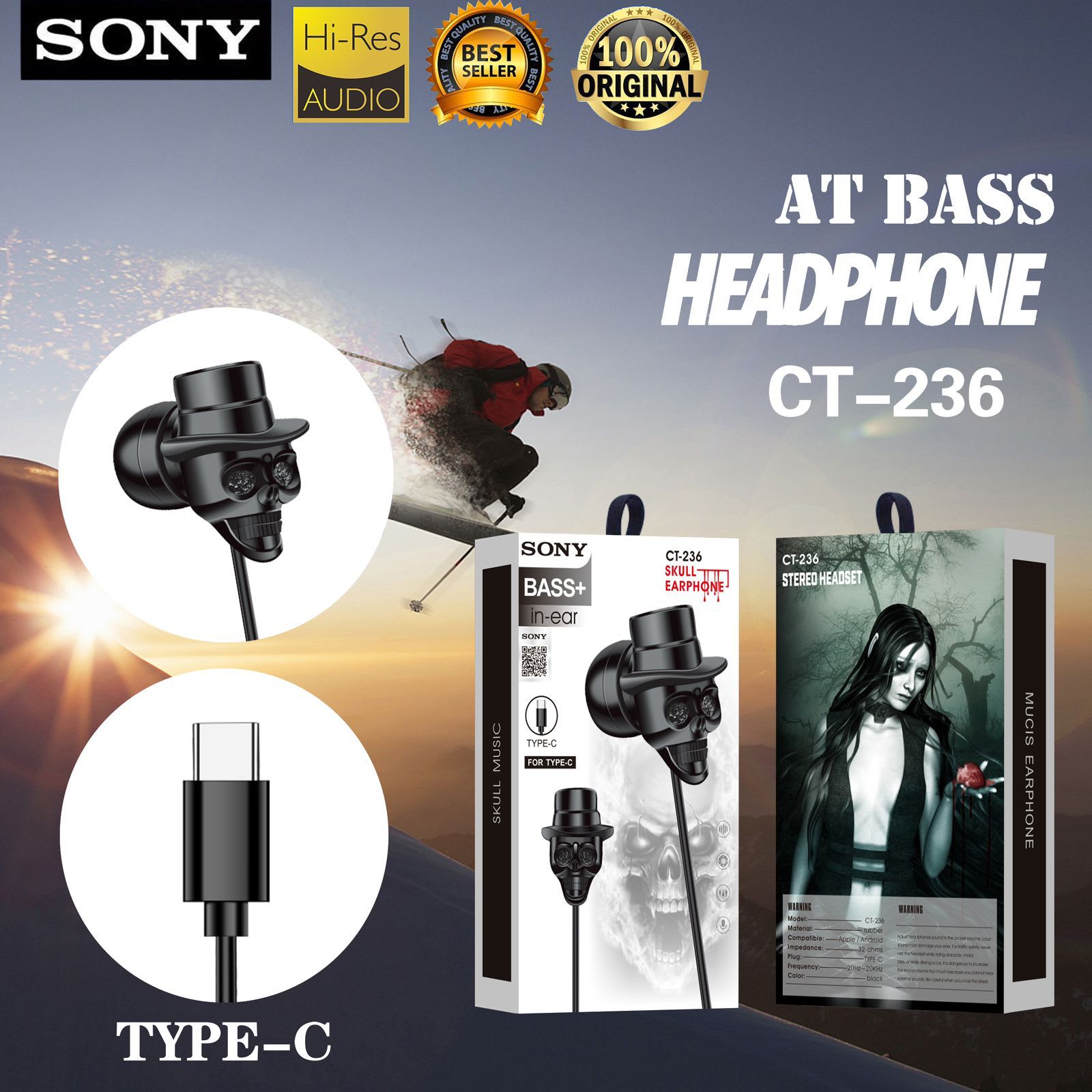 HEADSET SONY SKULL TYPE C CT-236