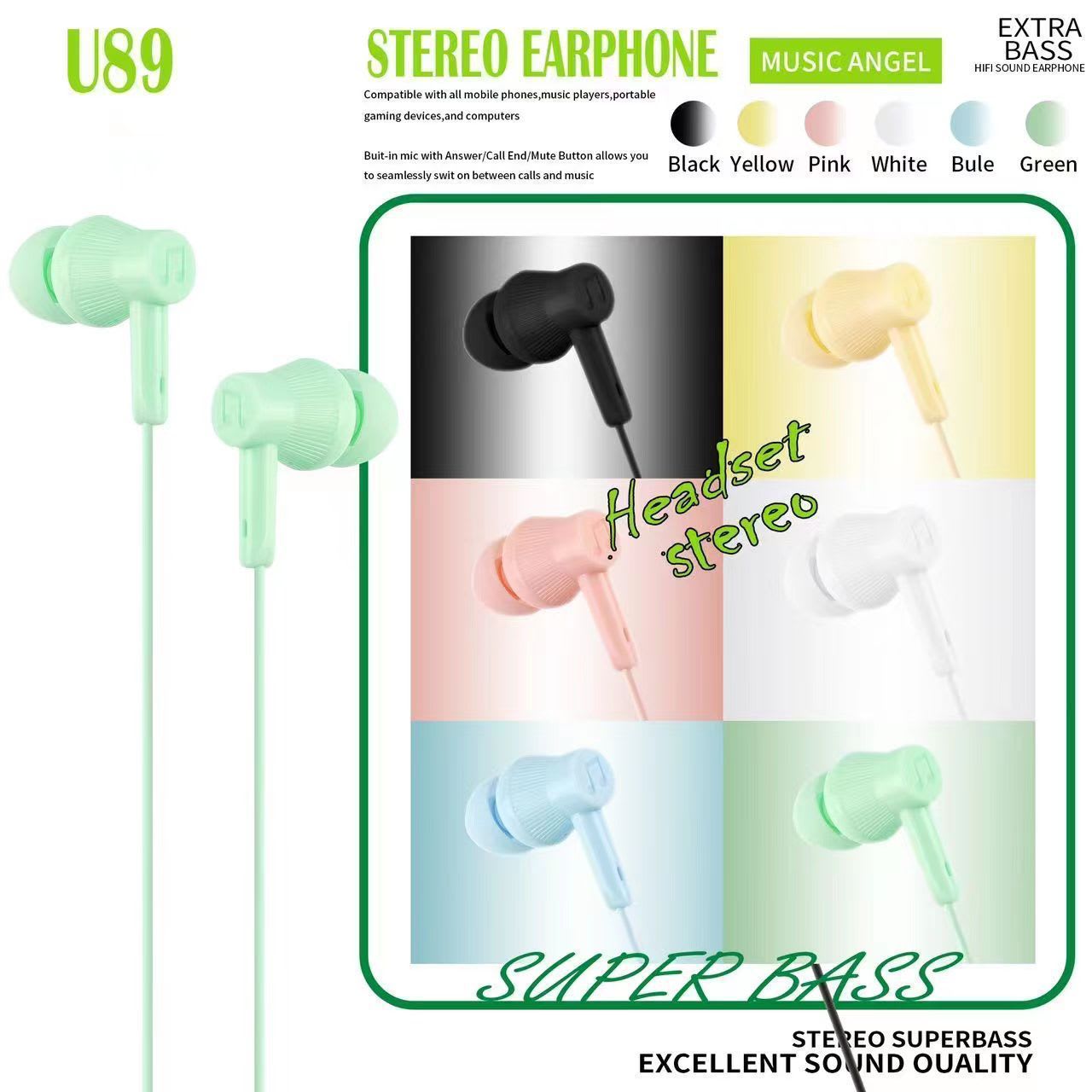 HANDSFREE MACARON U89 + MIC