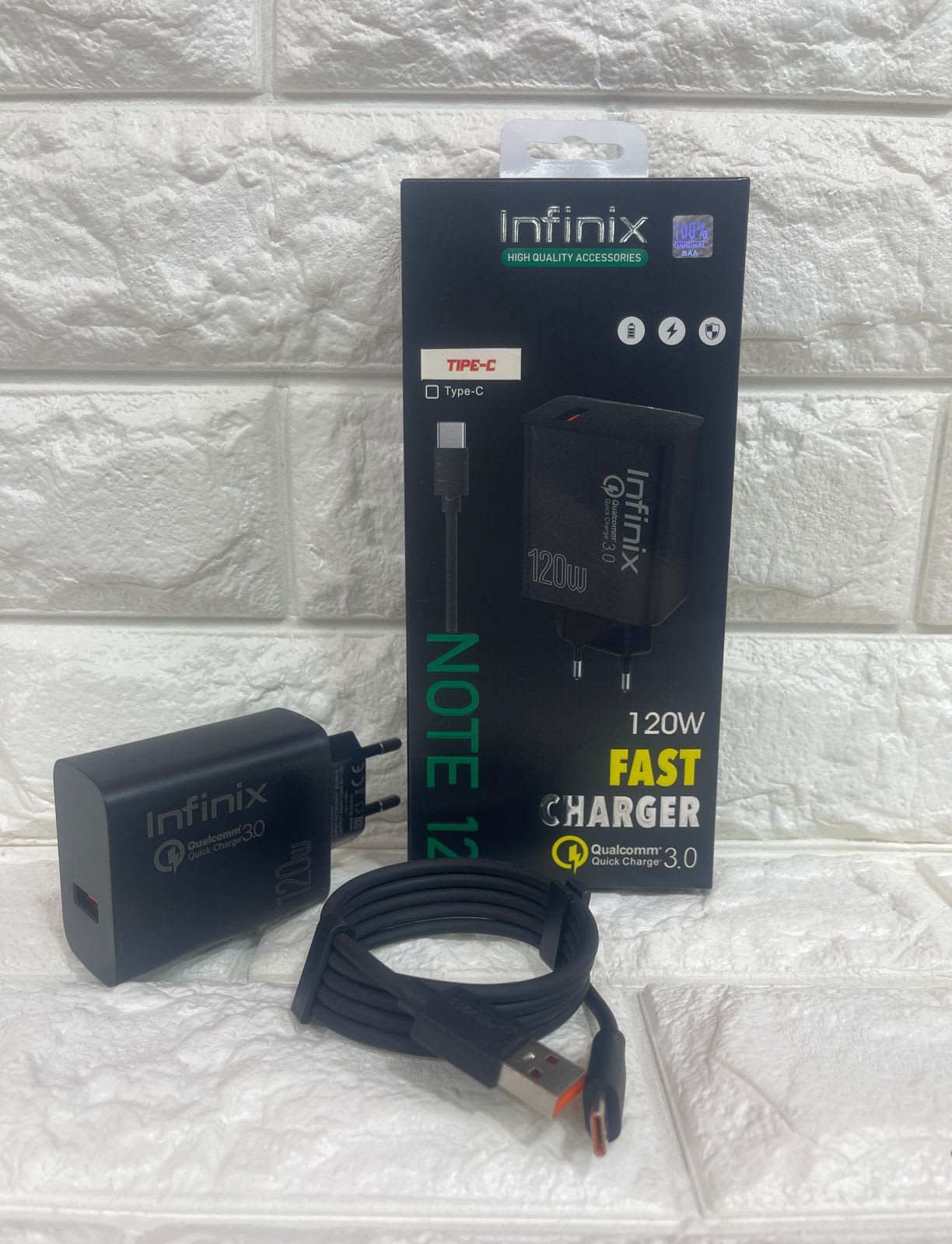 CHARGER INFINIX NOTE 12i 120W FULL BLACK ORI 100