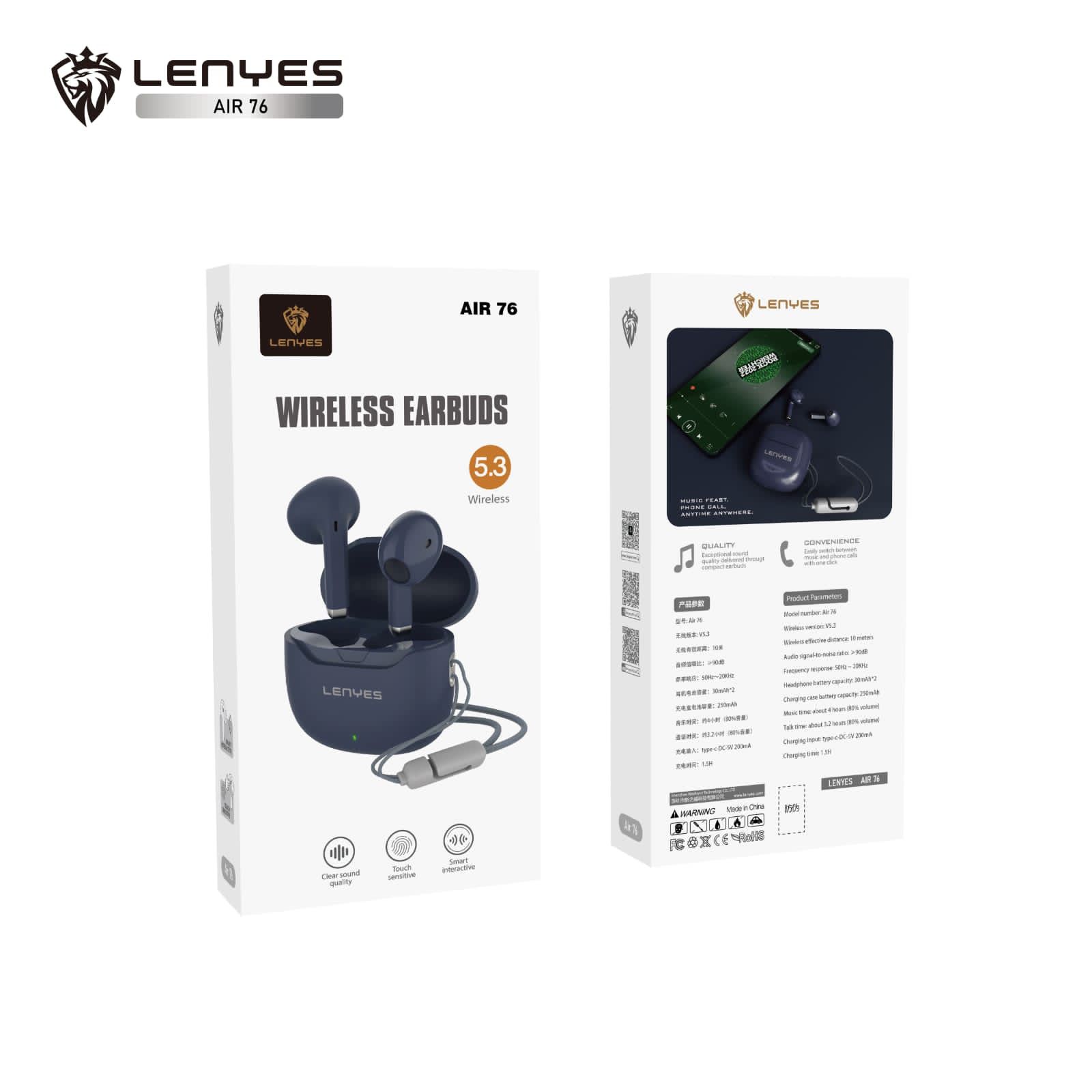 HEADSET BLUETOOTH TWS LENYES AIR 76