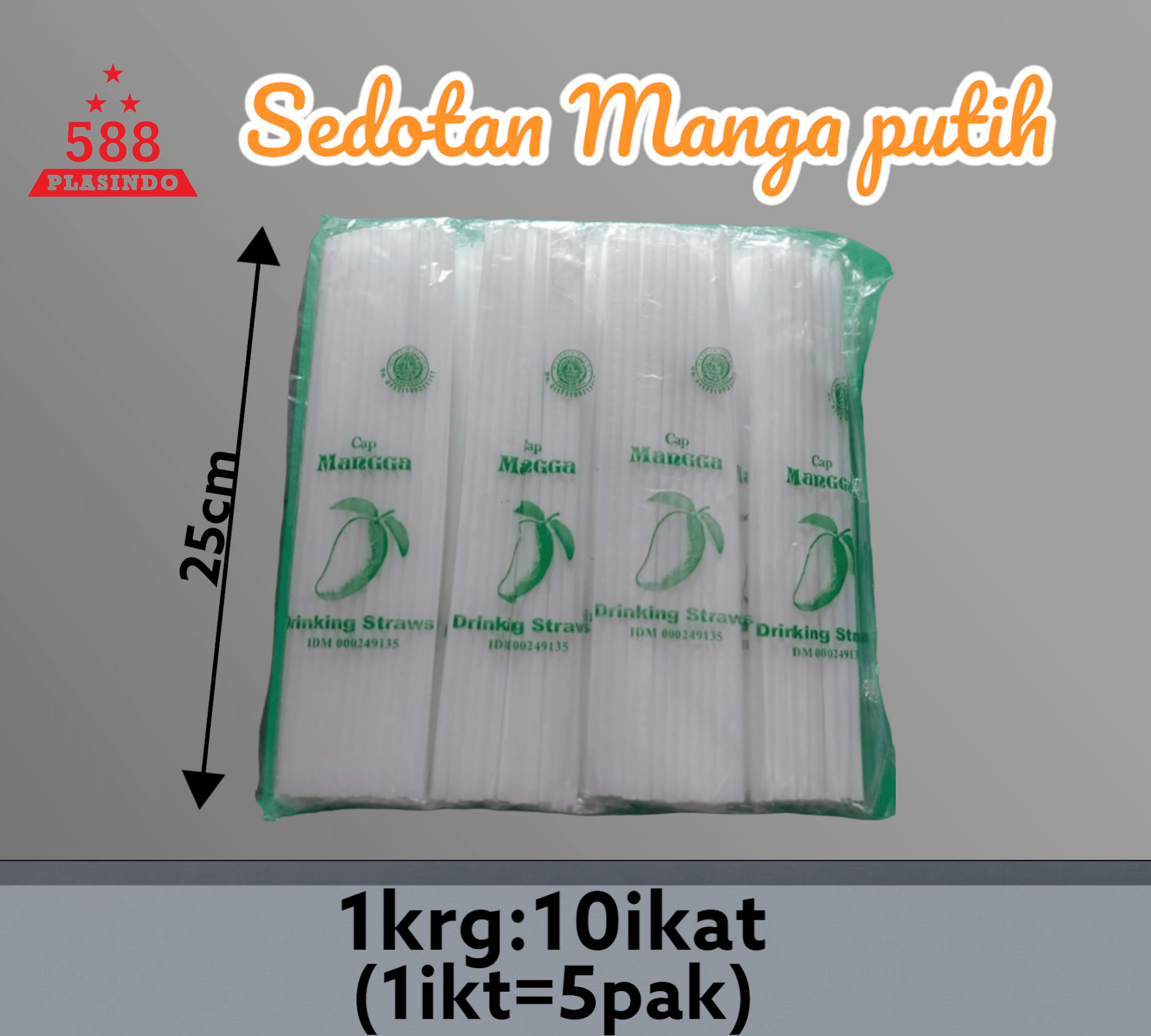 Sedotan  lurus putih & warna cap mangga