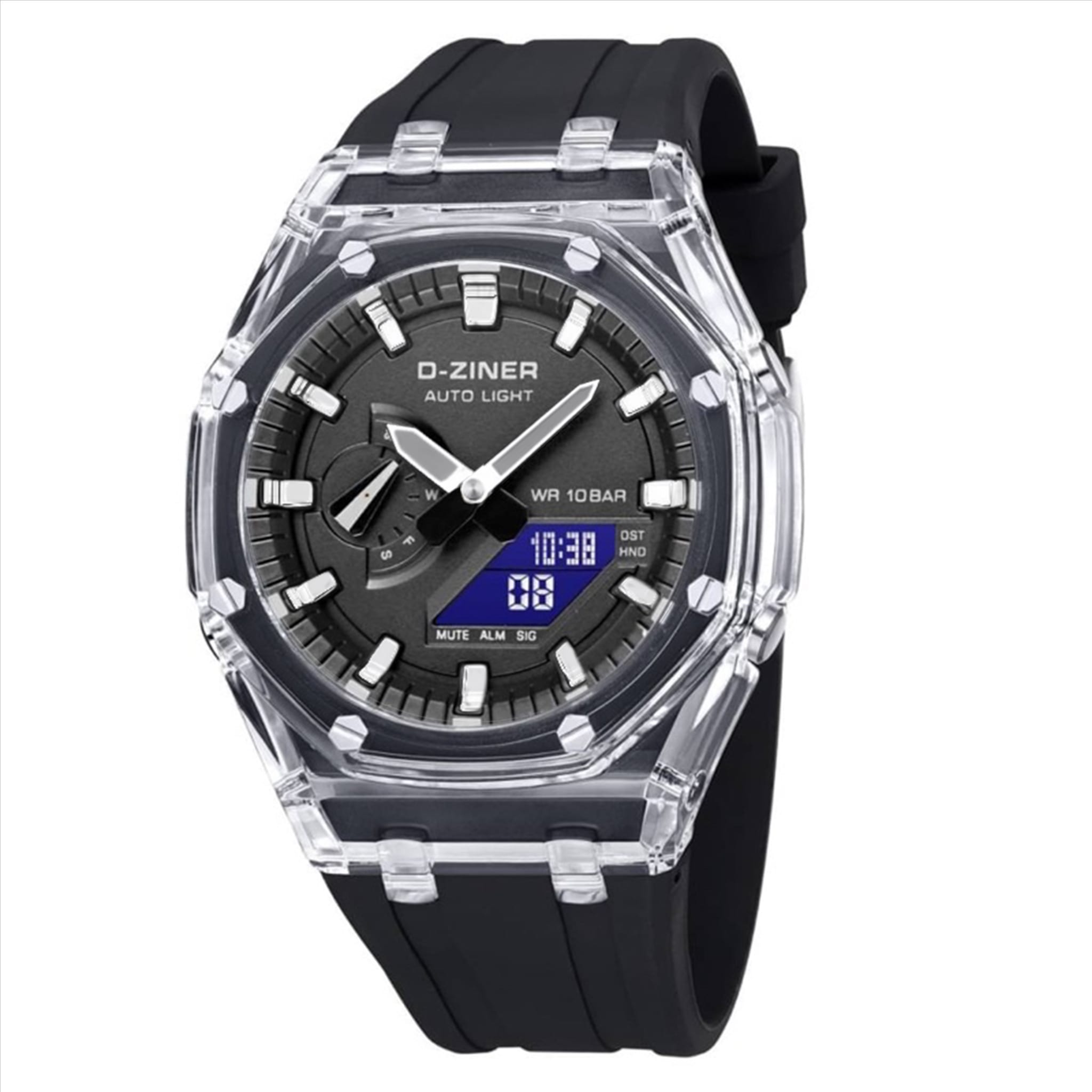 JAM TANGAN PRIA DZINER 8336 DOUBLE TIME WATER RESISTANT 30M