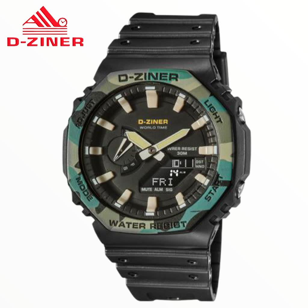 JAM TANGAN PRIA DAN WANITA  DZINER 8287 DOUBLE TIME WATER RESISTANT 30M