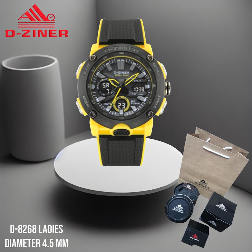 JAM TANGAN WANITA DZINER 8268 DOUBLE TIME WATER RESISTANT 30M