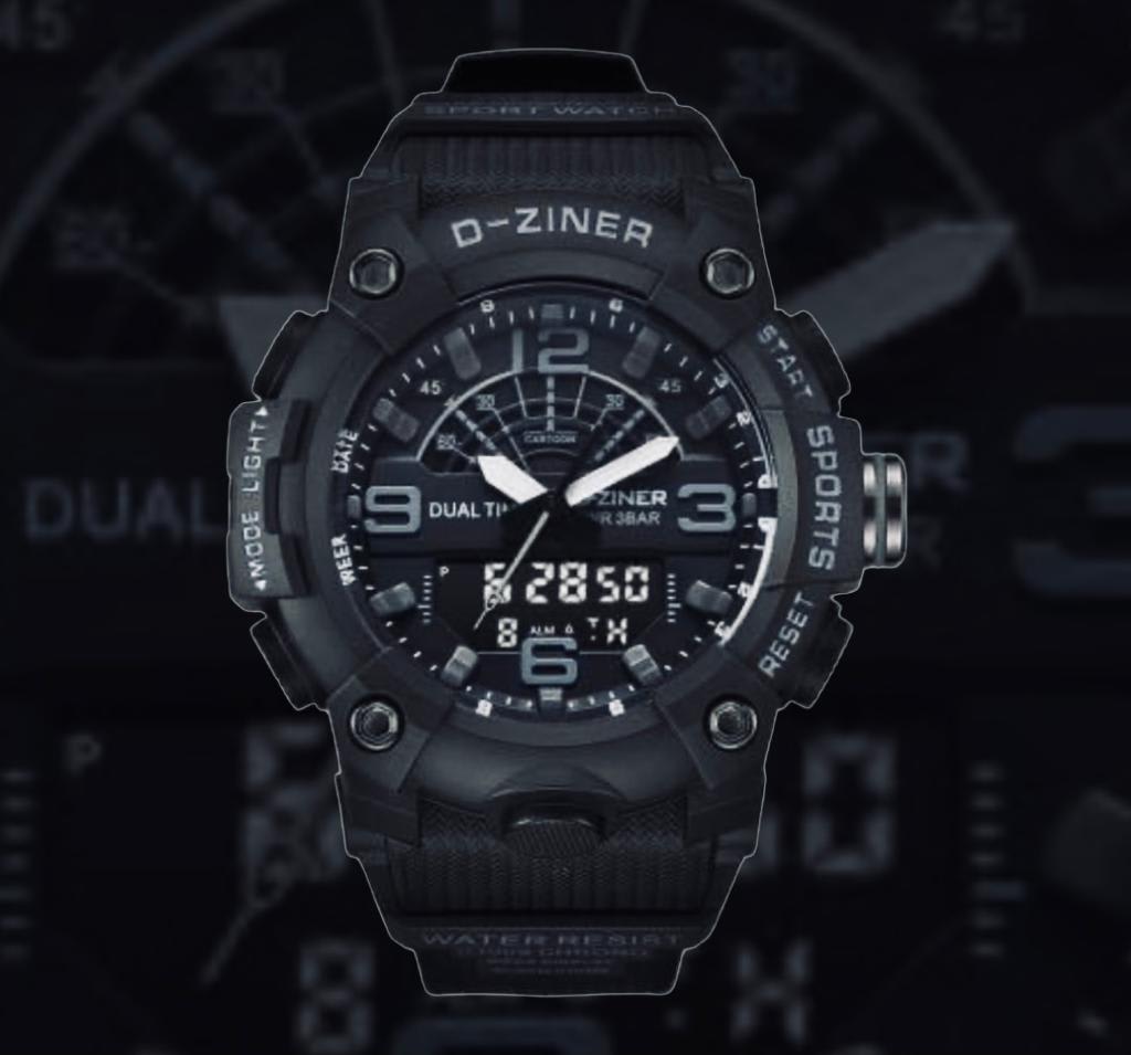 JAM TANGAN PRIA DZINER 8266 DOUBLE TIME WATER RESISTANT 30M