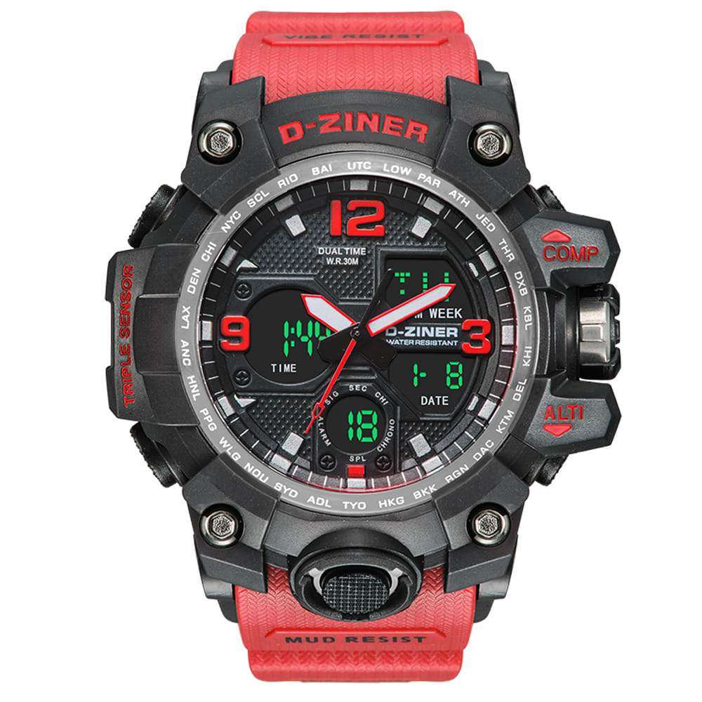 JAM TANGAN PRIA DZINER 8286 DOUBLE TIME WATER RESISTANT 30M