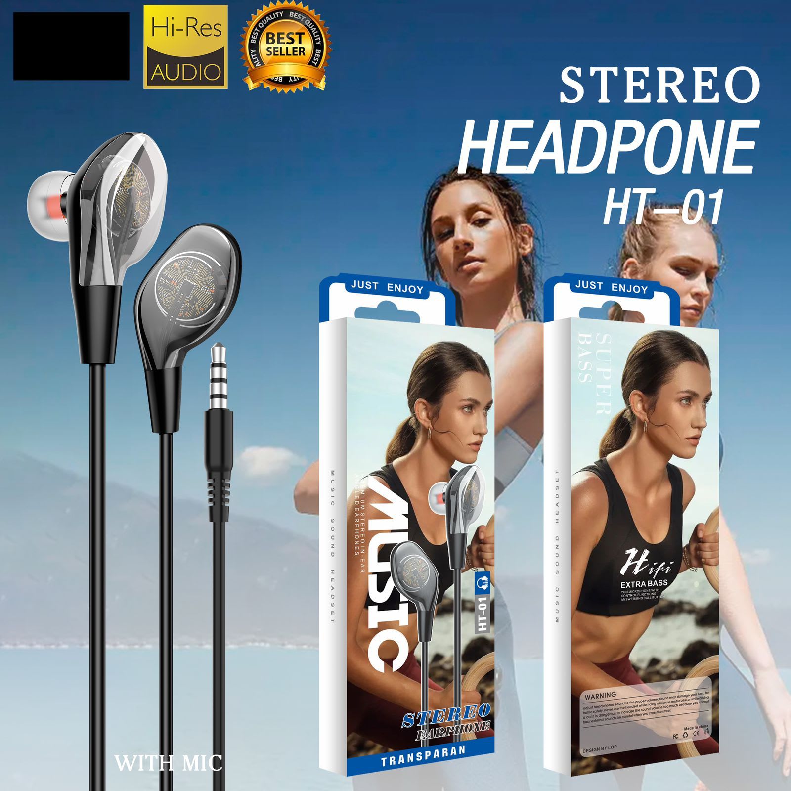 HANDSFREE BRANDED STEREO TRANSPARAN HT-01