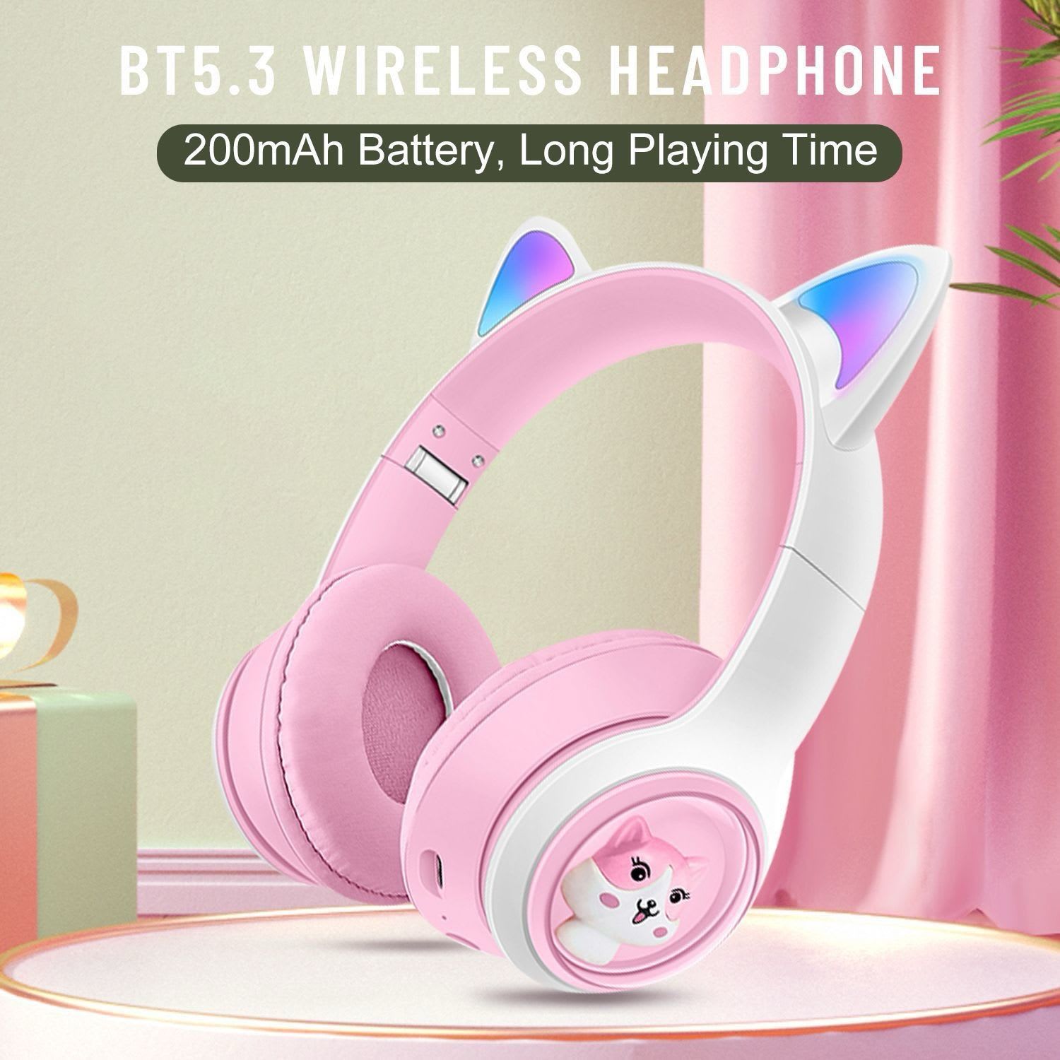 HEADPHONE BANDO BLUETOOTH AKZ-07 MACARON CAT 3D