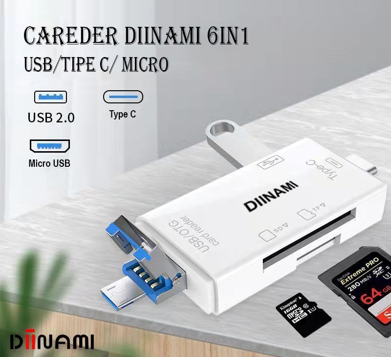 CARD READER DIINAMI 6 IN 1 MULTIFUNGSI