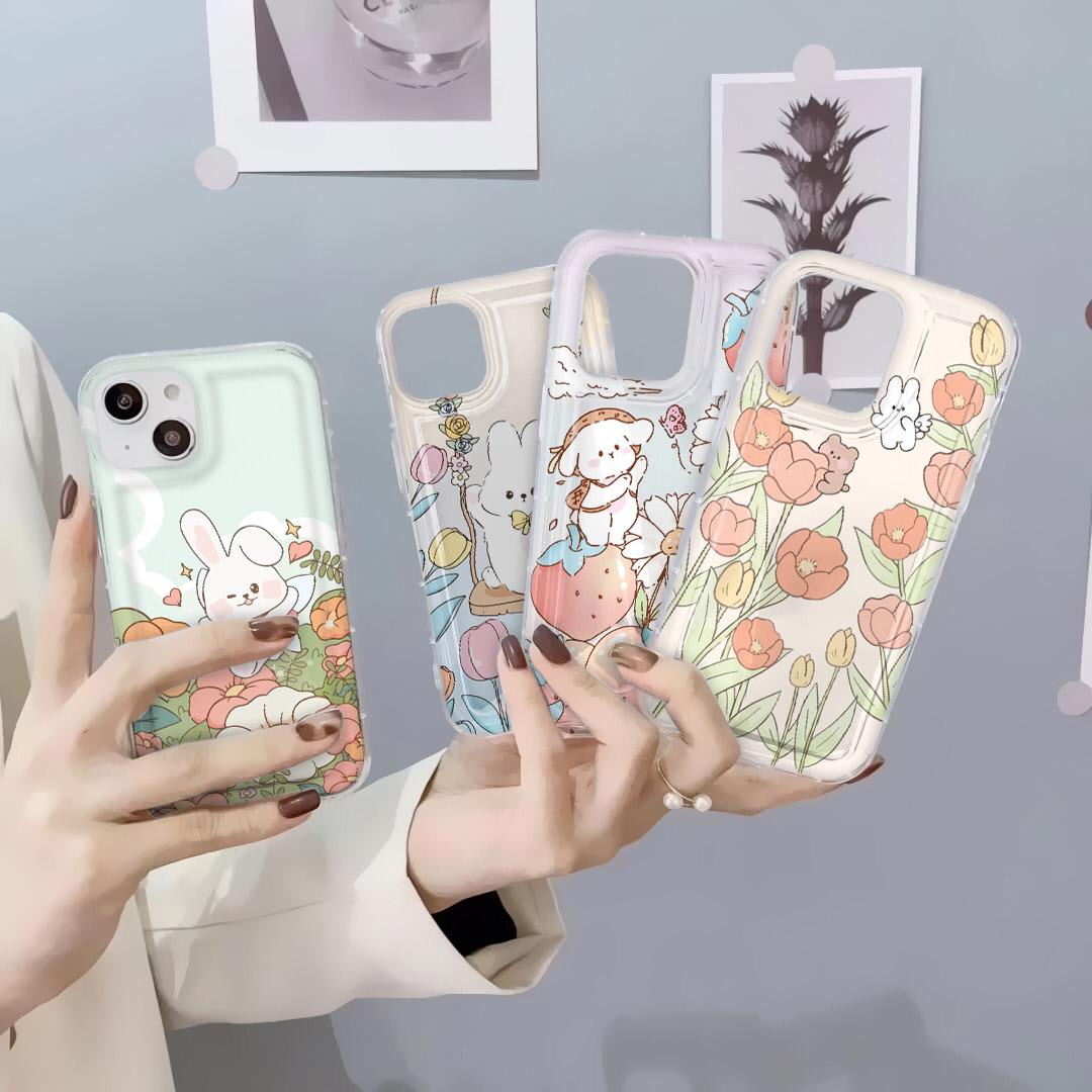 SOFTCASE LUXURY CLEAR SHOCK HAPPY FLOWERS