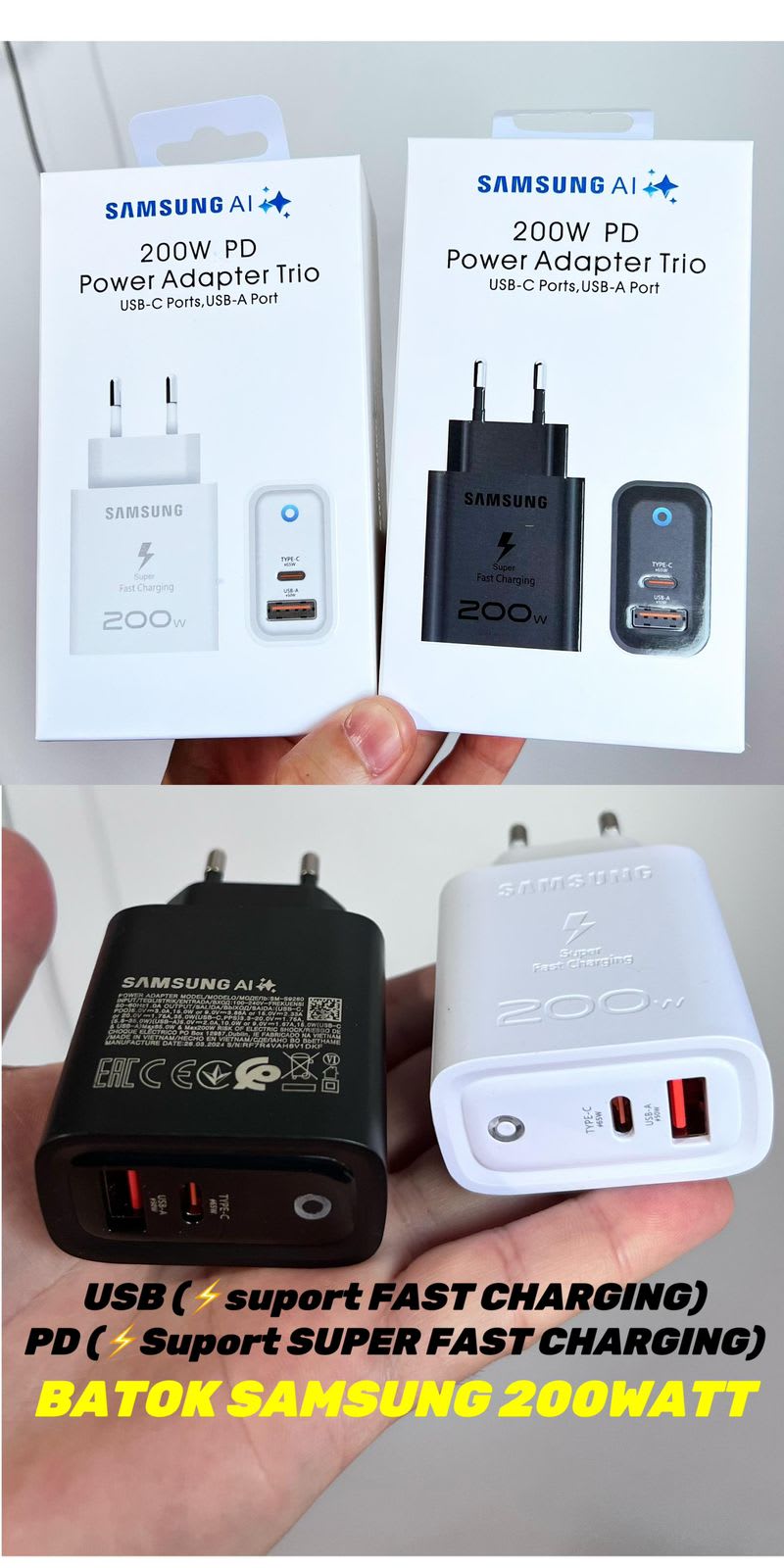 BATOK CHARGER SAMSUNG 200W (USB +PD)