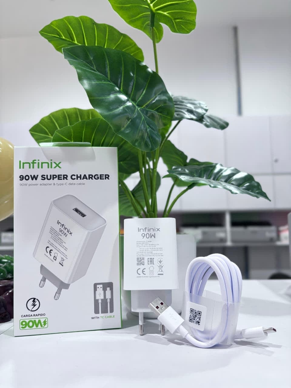 CHARGER INFINIX 90W TYPE C WHITE PACK