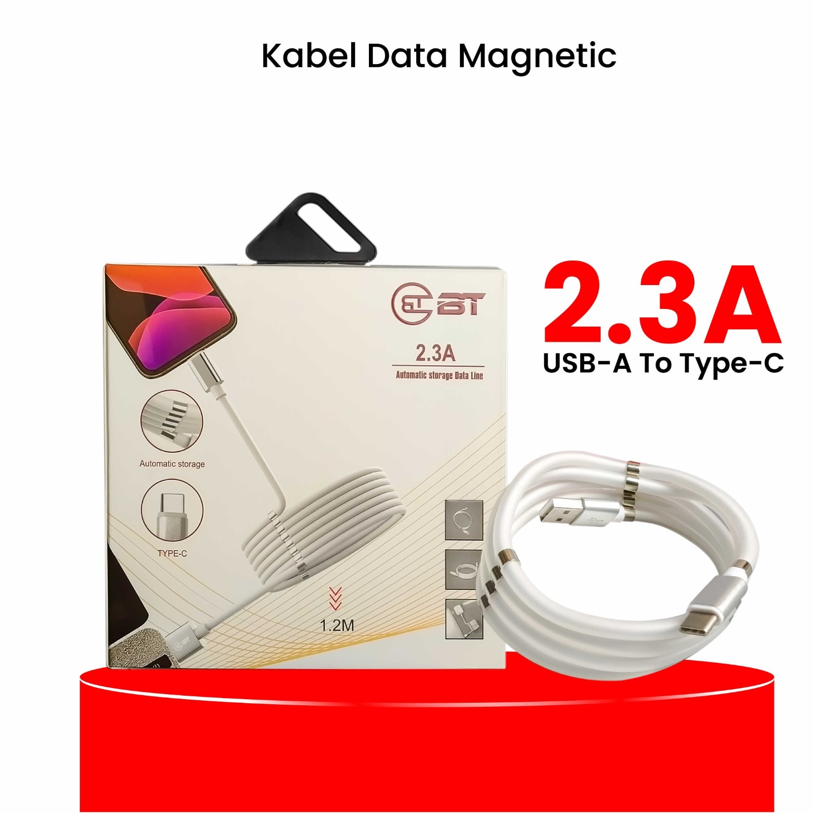 KABEL DATA MAGNETIC 1.2M TYPE C WHITE PACK
