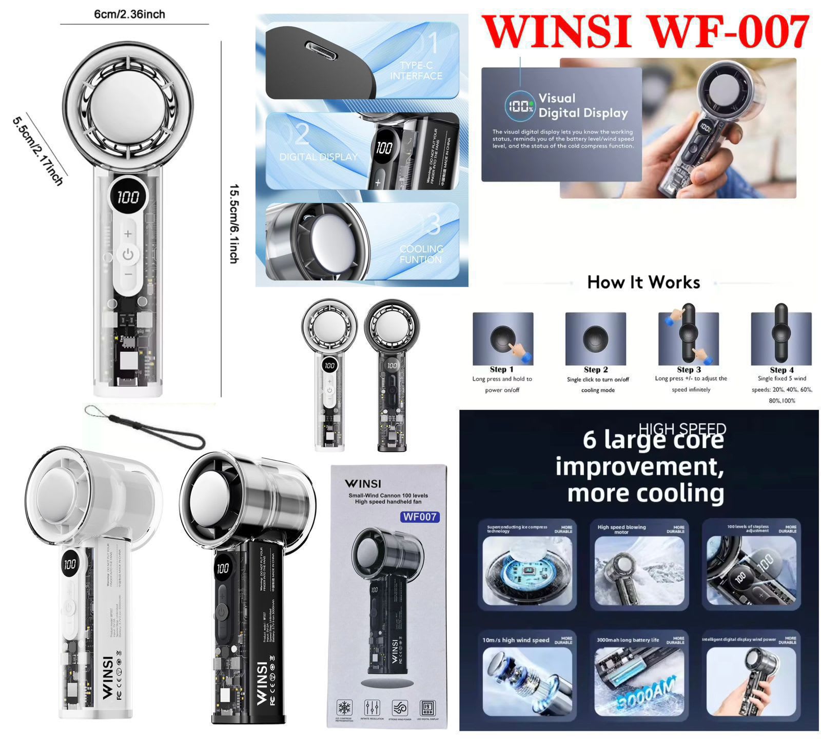 KIPAS AC WINSI TRANSPARAN WF- 007