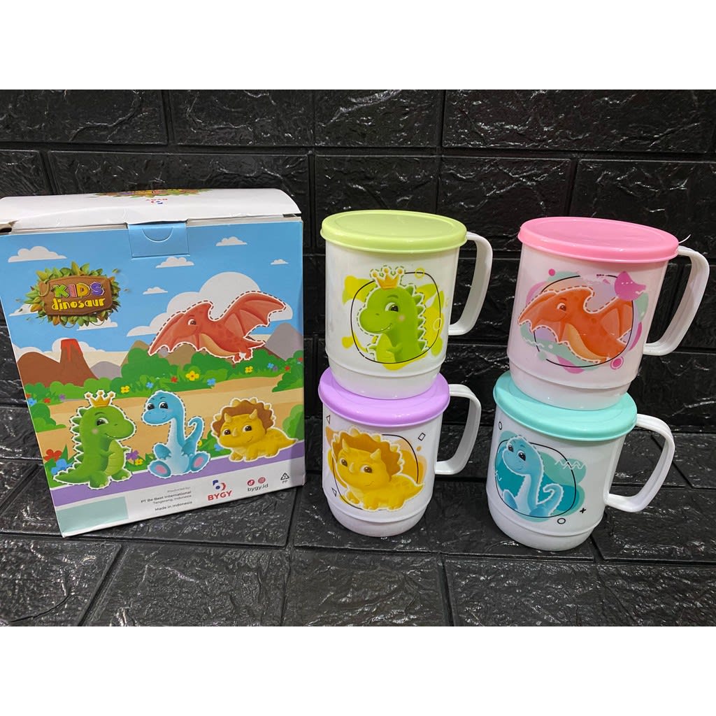 GELAS PLASTIK GAMBAR DINO FREE BPA