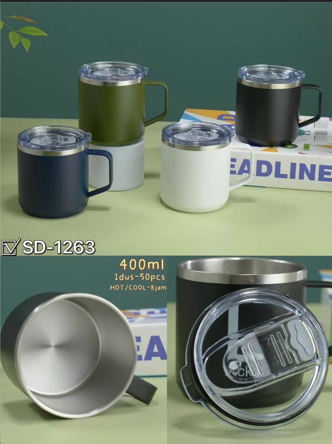 GELAS/MUG STAINLESS +TUTUP SD-1263