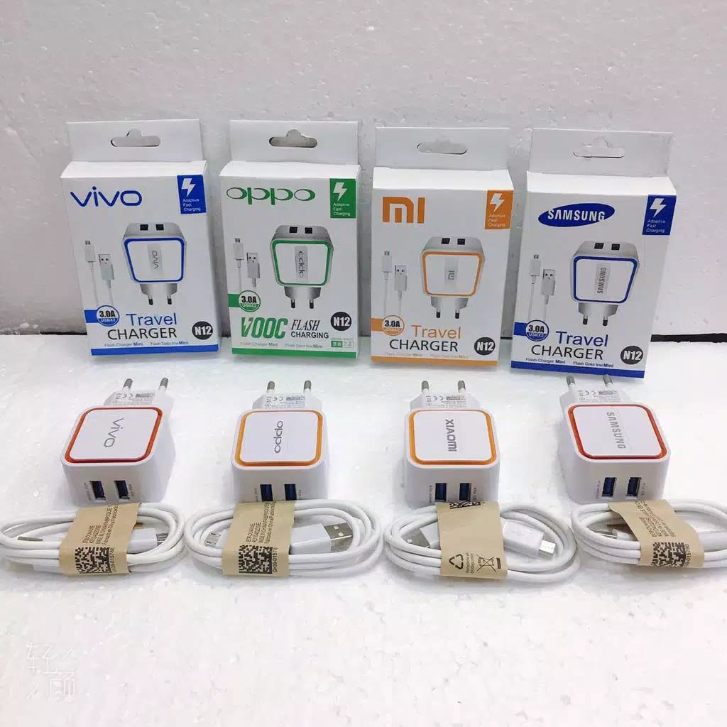 TRAVEL CHARGER  2 USB MODEL N-12 di qeong.com