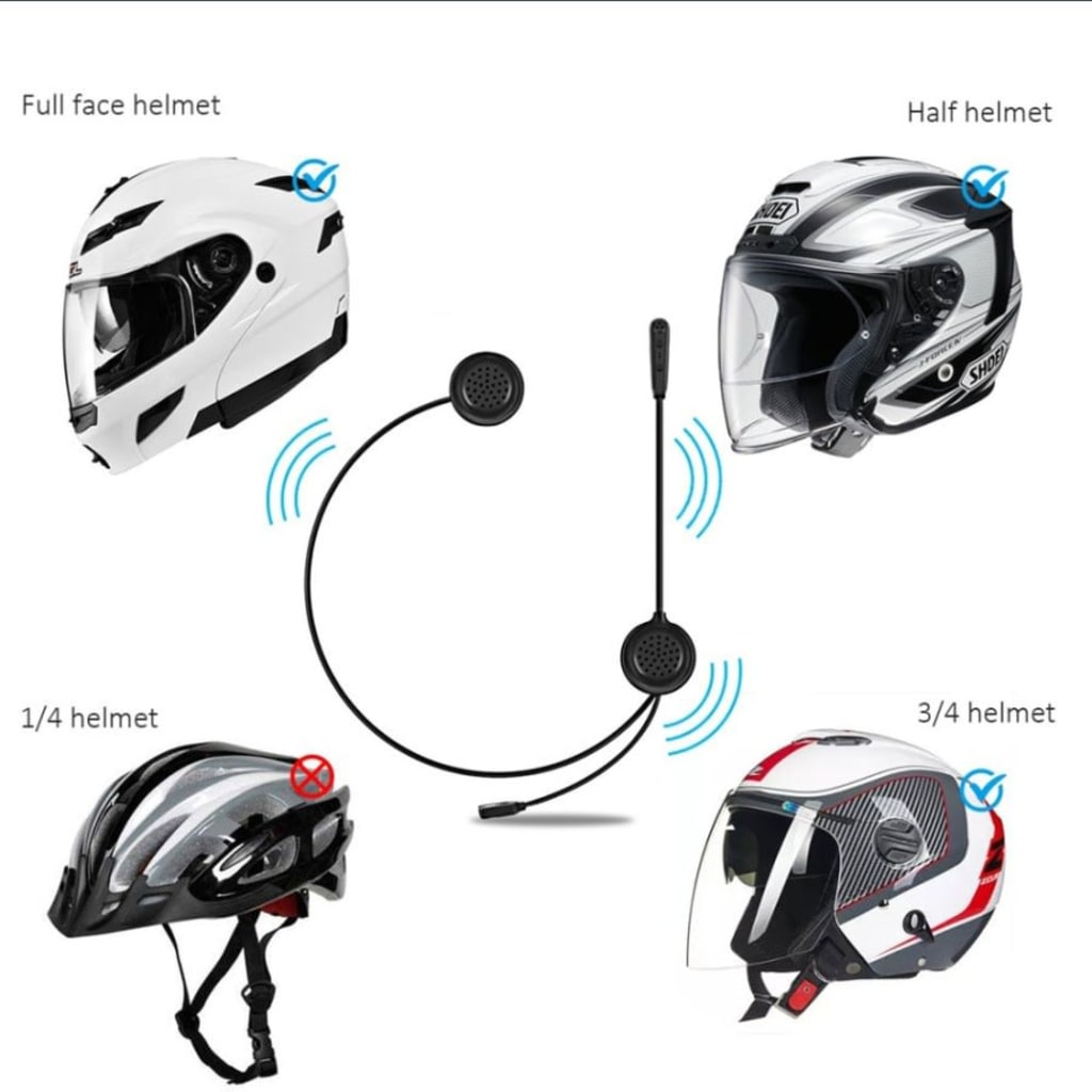 Mh06 Motorcycle Helmet Wireless Bluetooh Headphone Stereo Music / Headset Bluetooth Helm Communicator Sepeda Motor Headset Touring Traveling di qeong.com