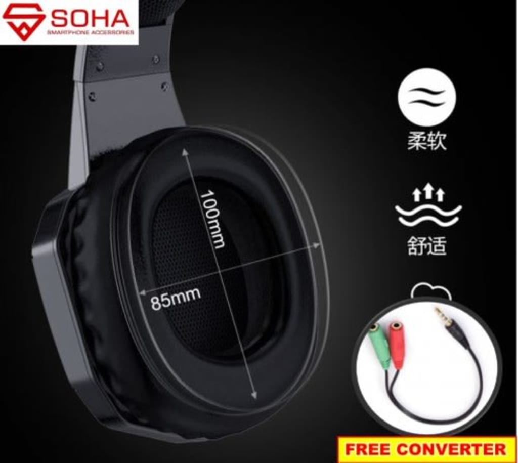 HGM-001 SOHA S-X30 Headphones Bando Gaming / Headset Kabel PC & Free Konverter ke Smartphone / earphone Stereo PC Wired di qeong.com