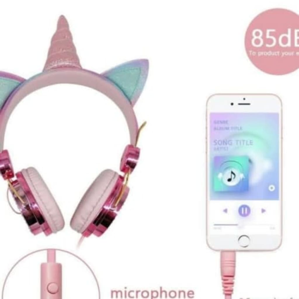 HGM-012 SOHA Headset Bando Cute Unicorn SWAROVSKI DIAMOND Kabel Headphone Microphone Earphone Music Stereo Design kuda poni Untuk Anak Belajar Online di qeong.com