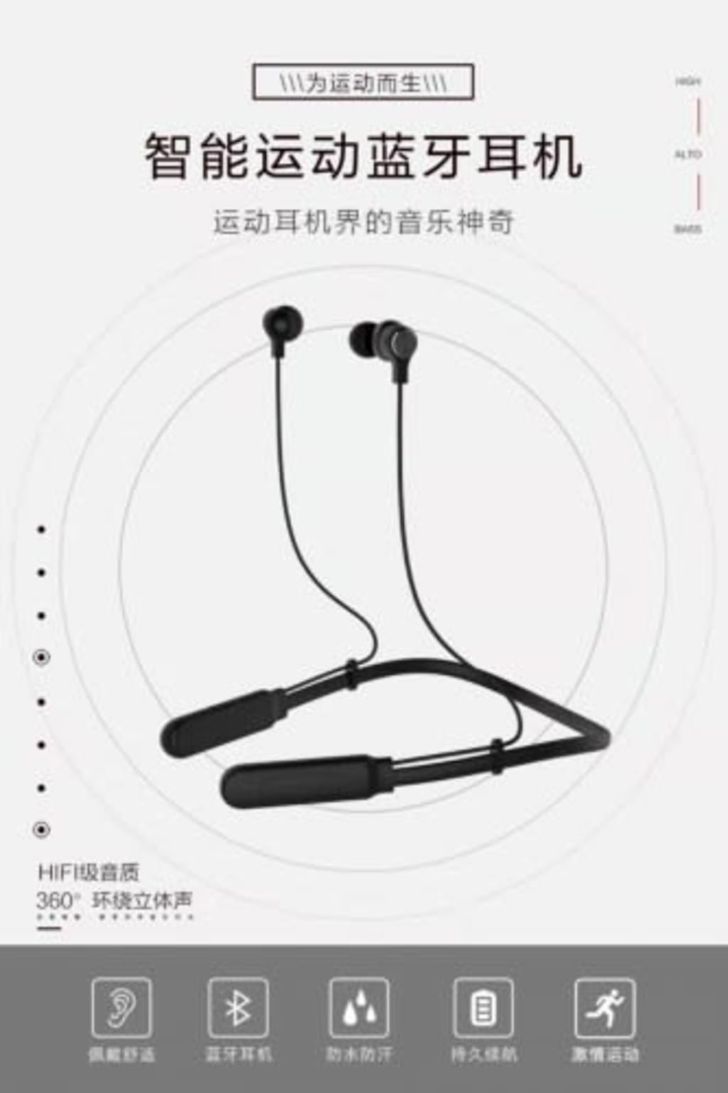 Onda M6 Headset / Handsfree Bluetooth Wireless / Earphone Sport Magnet Gantung di Leher / Water-Resistent Tahan Keringat dan Air Hujan di qeong.com