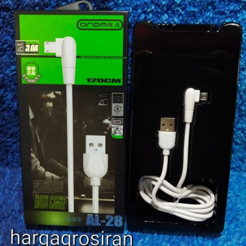 ONDA Al-28  Kabel Data USB Type C,Micro,Dan Iphone (pilih Variasi ) Fast Charging 3.0A Vooc Opp 120cm Quality Trusted Bahan Tebal di qeong.com