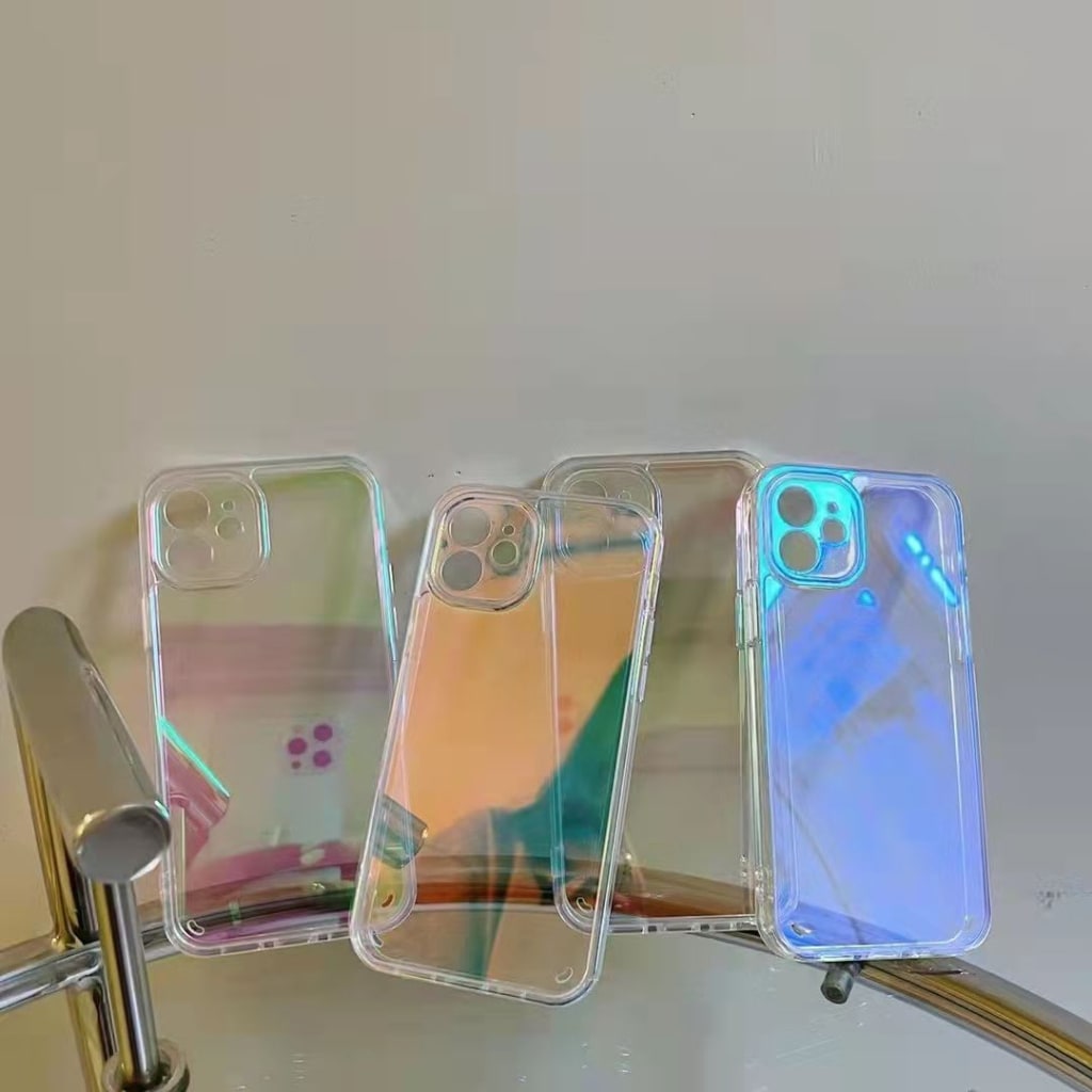 RAINBOW PREMIUM MIRROR ACRYLIC CASE + PELINDUNG KAMERA / SOFTCASE di qeong.com