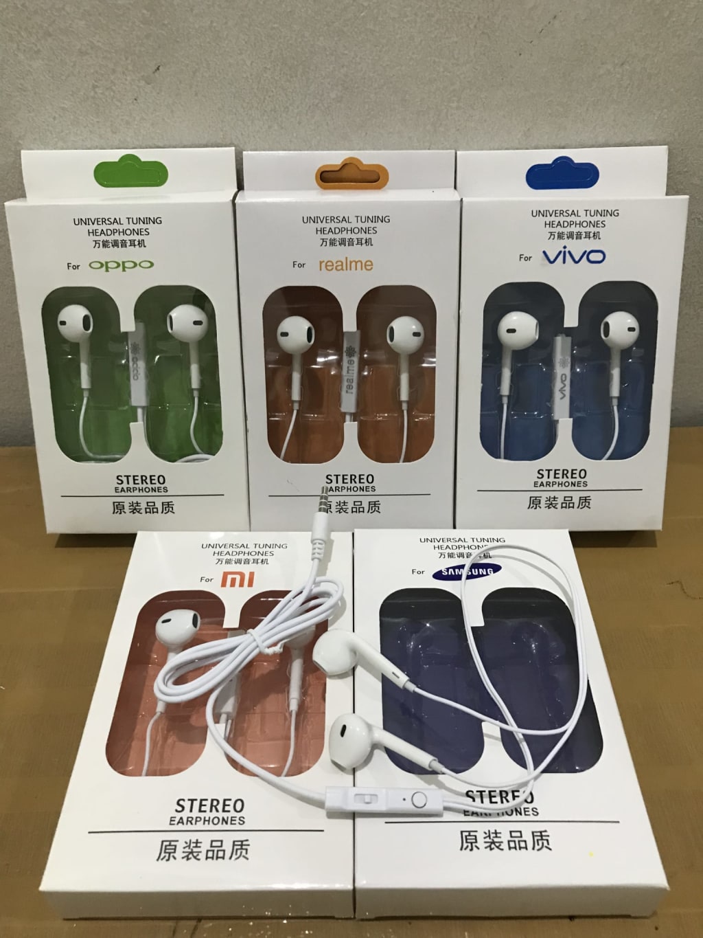 HEADSET STEREO BRANDED + (VOLUME + -) FOR SAMSUNG / OPPO / REALME / VIVO / XIAOMI + PACKING IMPOR di qeong.com