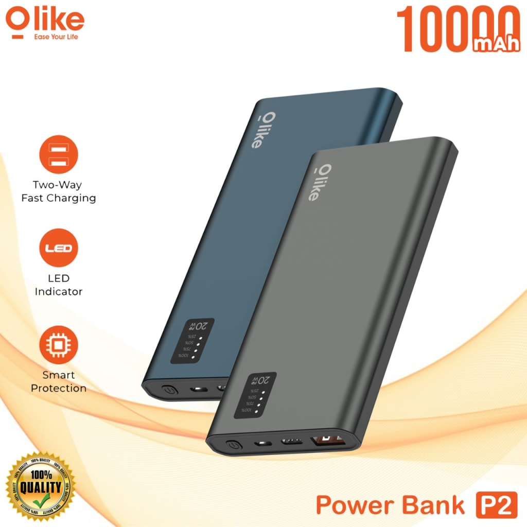 POWERBANK OLIKE 10000MAH ( P1 ) SLIM LED QUICK CHARGER 2.0 di qeong.com