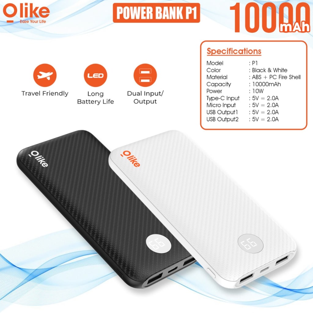 POWERBANK OLIKE 10000MAH ( P2 ) SLIM LED QUICK 3.0 Super Fast charging di qeong.com