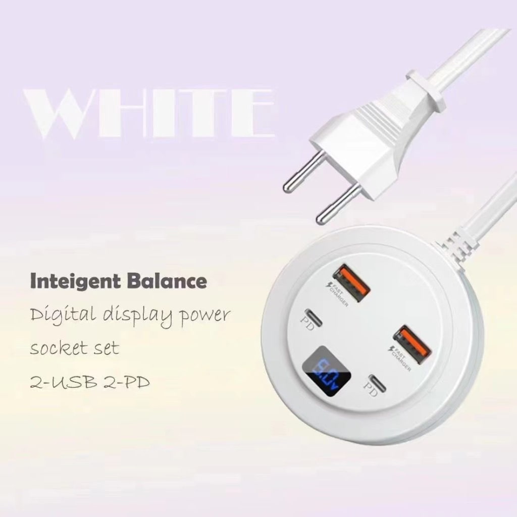 Stop Kontak / SOCKET BULAT HIGH SPEED usb PD C 20W fast Charging + LAMPU LED INDIKATOR di qeong.com