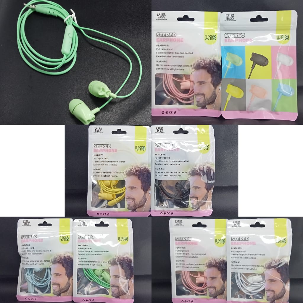 Handsfree Headset Macaroon + Mic Earphone Music Streo Extra Bassss di qeong.com