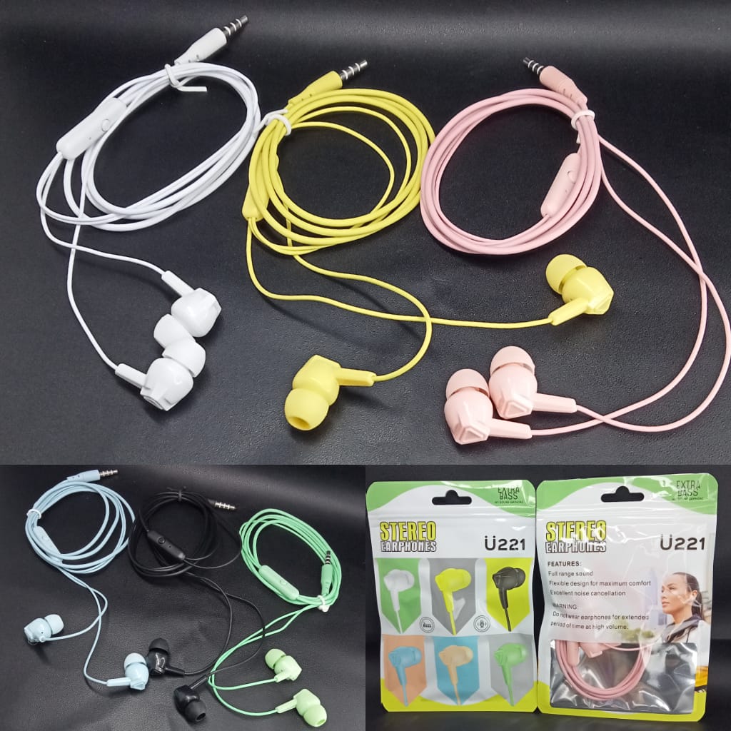 Handsfree Headset Macaroon + Mic Earphone Music Streo Extra Bassss di qeong.com