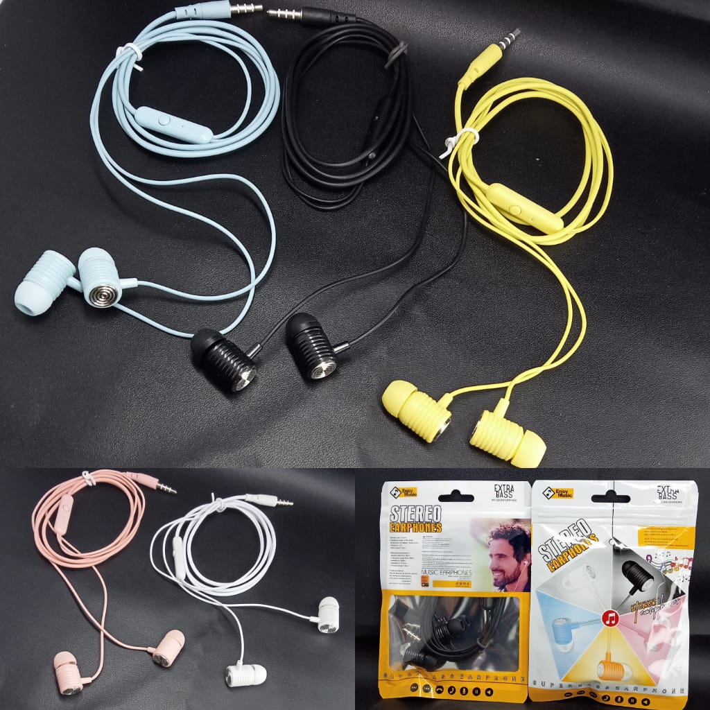 Handsfree Headset Macaroon + Mic Earphone Music Streo Extra Bassss di qeong.com