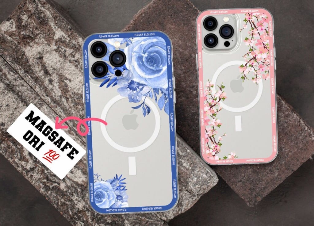 SOFTCASE MAGNETIC MAGSAFE NEW DESAIN FLOWER SAKURA PC di qeong.com