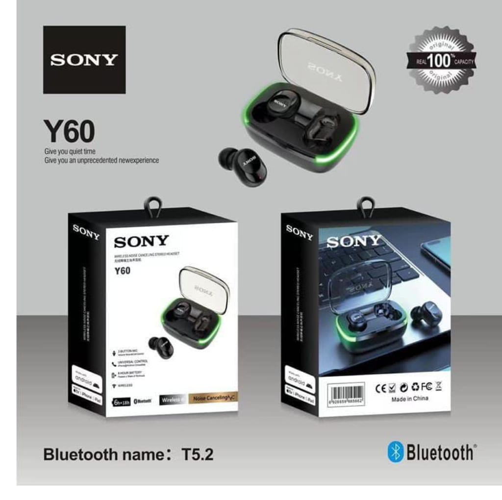 HEADSET BLUETOOTH TWS Y60 di qeong.com