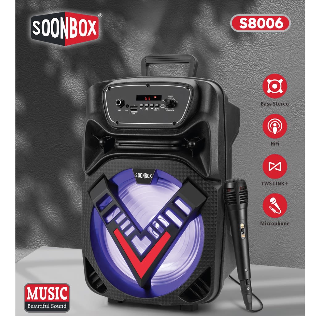 SPEAKER BLUETOOTH SOONBOX 8” + Mic di qeong.com