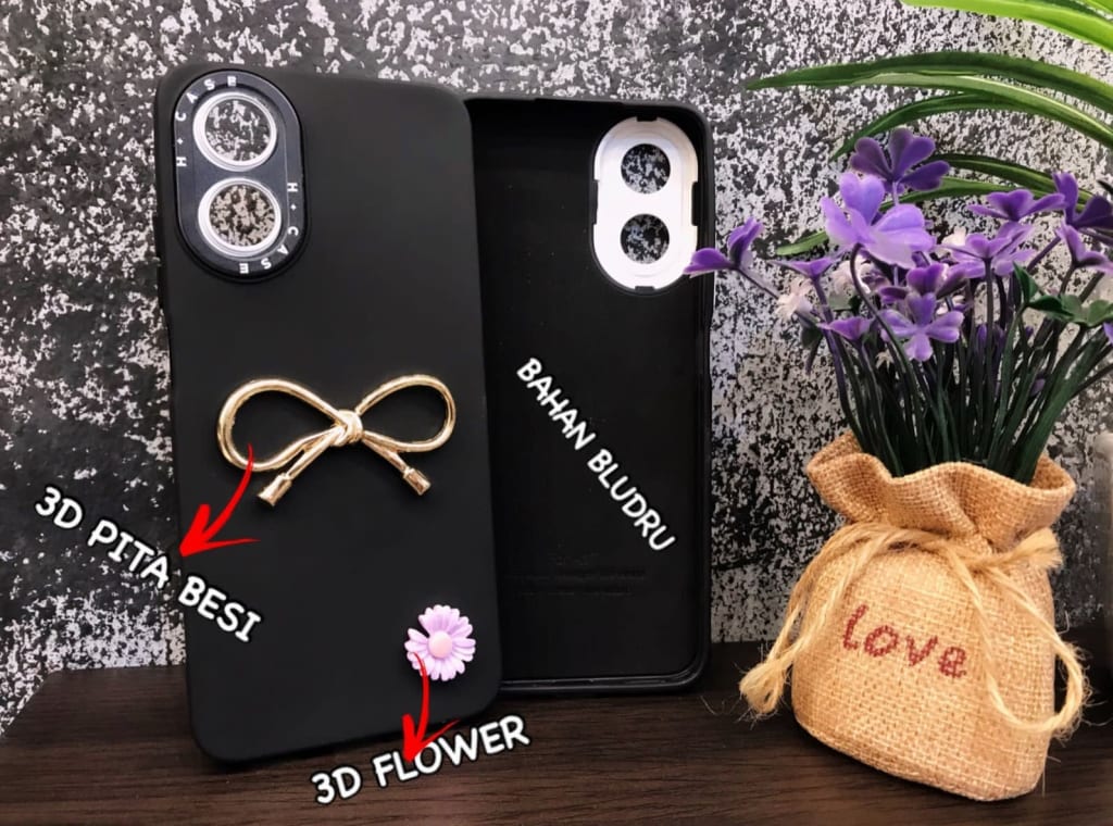 SOFTCASE PREMIUM FULL BLACK 3D PITA BESI & FLOWER PC di qeong.com