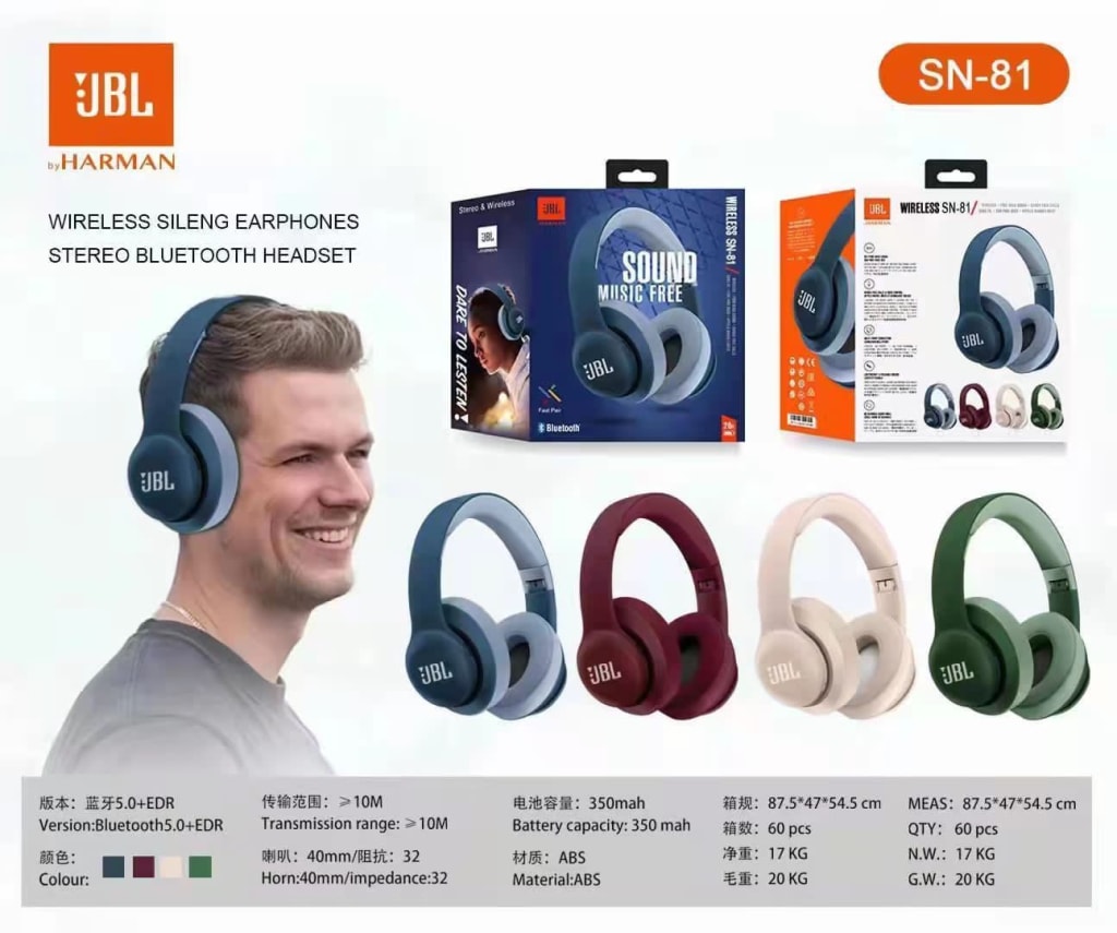 HEADPHONE WIRELESS BLUETOOTH JBL SN 81 di qeong.com