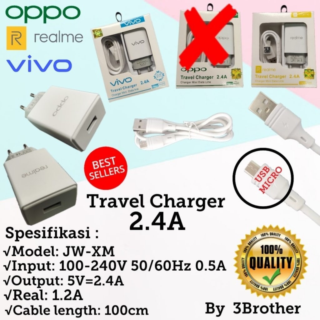 TRAVEL CHARGER BRANDED 2.4A USB MICRO HIGH QUALITY di qeong.com