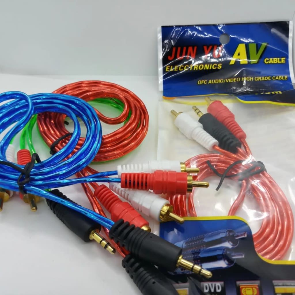 KABEL AUDIO 2 IN 1 KABEL AUX RCA TRANSPARAN di qeong.com