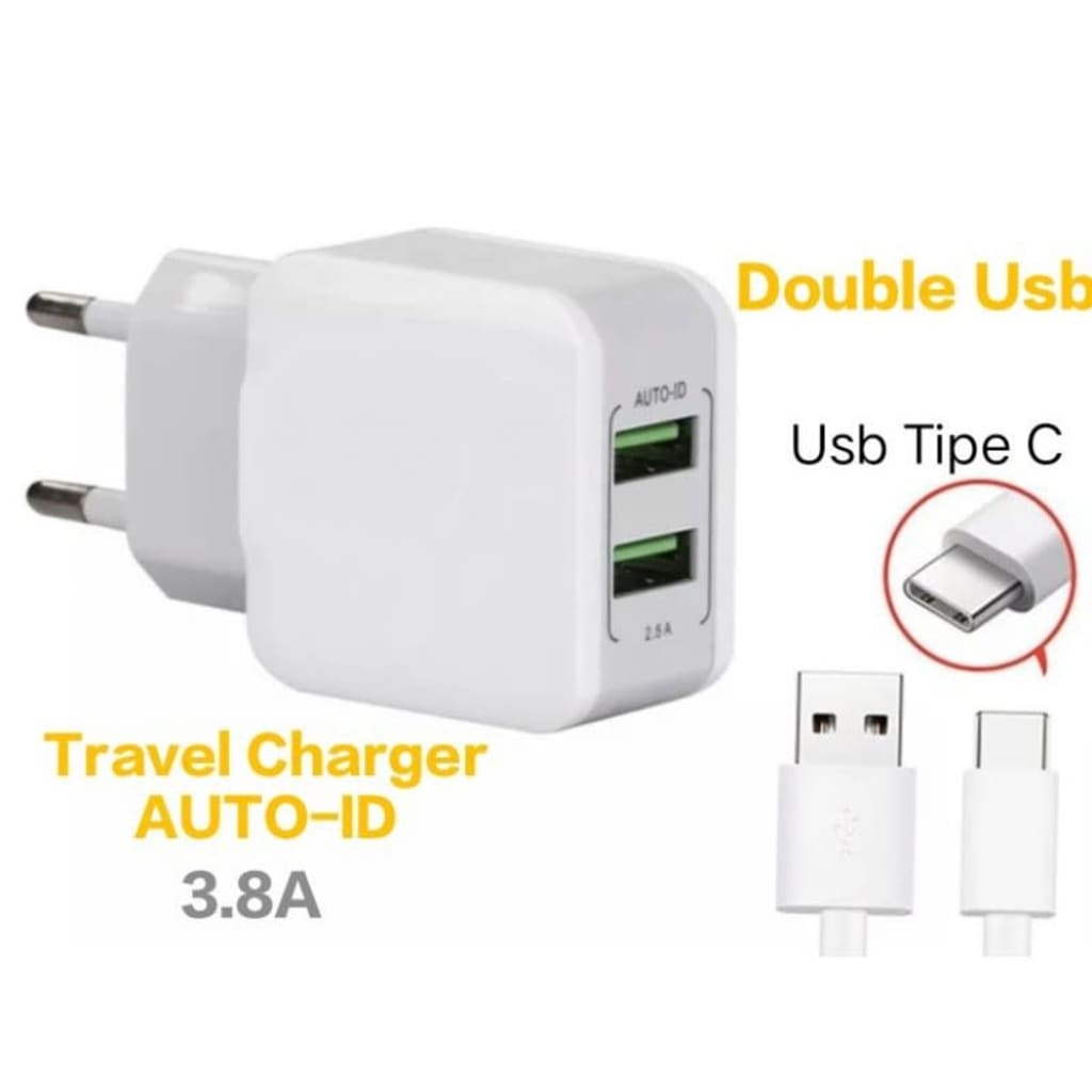 CHARGER BRANDED P31 2USB TYPE C di qeong.com